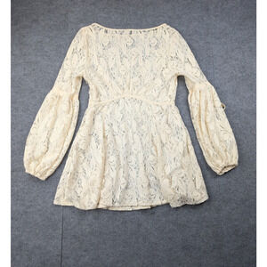 Free People Rubi Mini Dress Womens XS Cream Lace Victorian Cottage Whimsical